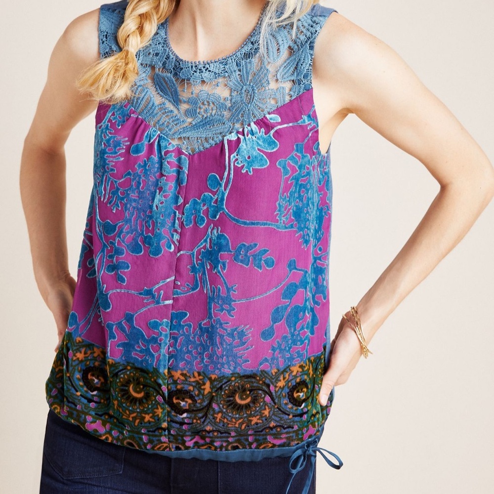 EUC Tiny brand Mika Lacy Velvet Top